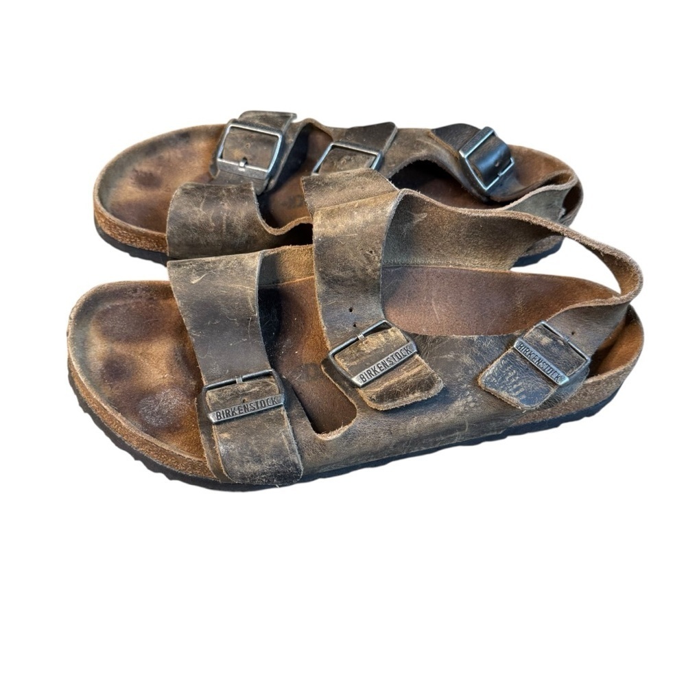 Birkenstock Milano Sandal Brown Oiled Leather Ladies 10 Mens 8 EU 41 S2